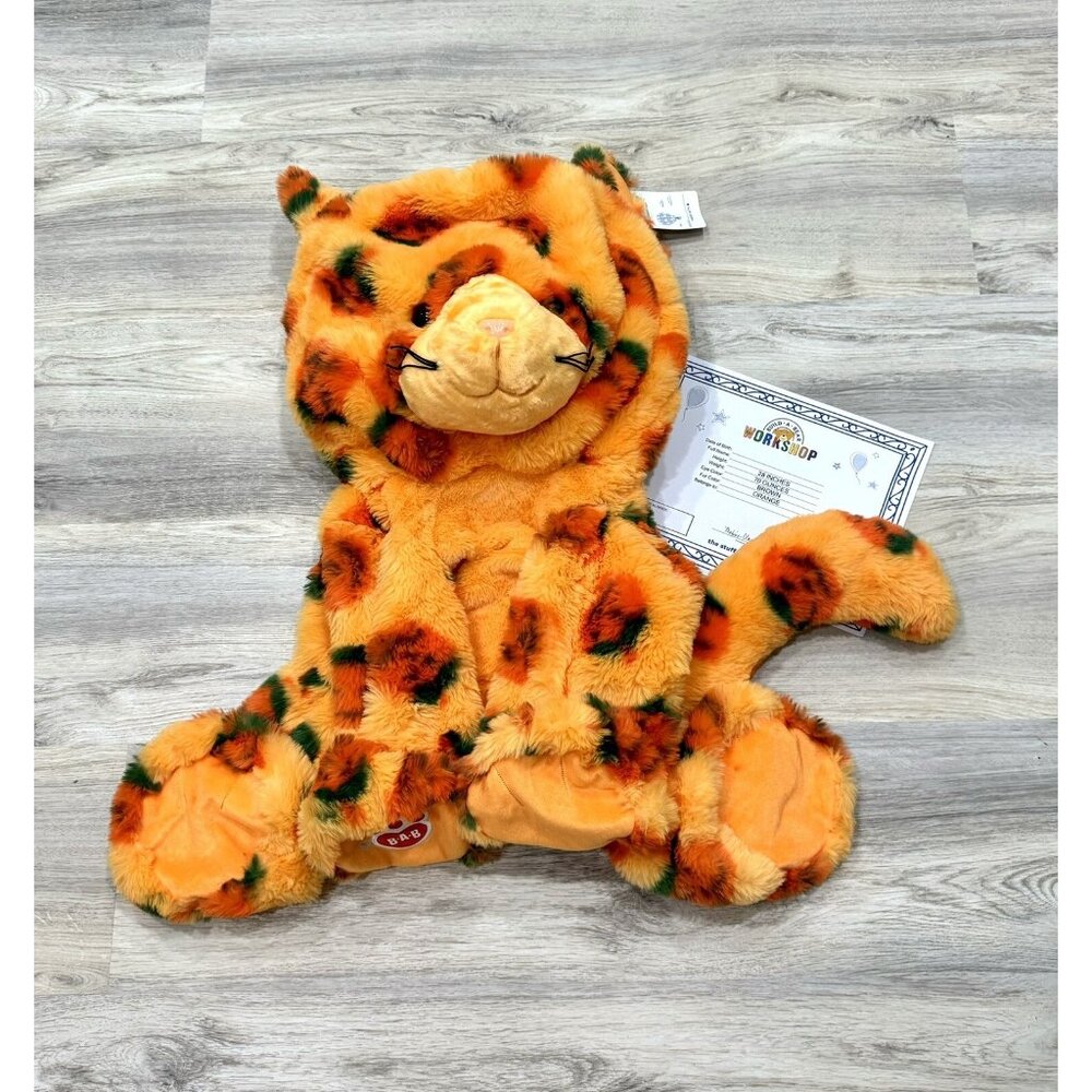 Jumbo Build A Bear 🎃 PUMPKIN KITTY 🐱 & Certificate Halloween Unstuffed
